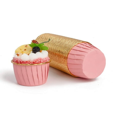 50 Pack Pink Cupcake Liners for Baking - 3.5 oz Foil Cupcake Muffin Liners - Disposable Mini Cupcake Wrappers Holders for Individual Bakery Wedding Birthday Party