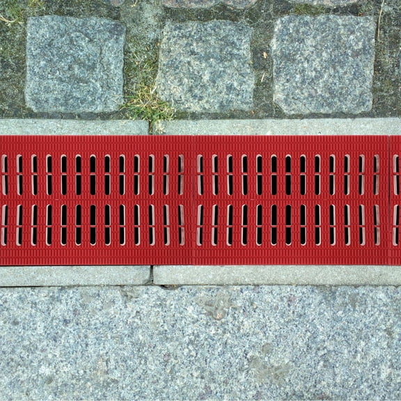 OUNONA Plastic Trench Drain Grate for Sewer with Debris Filtration 20x30.5x2.4cm Red Color Easy to Install