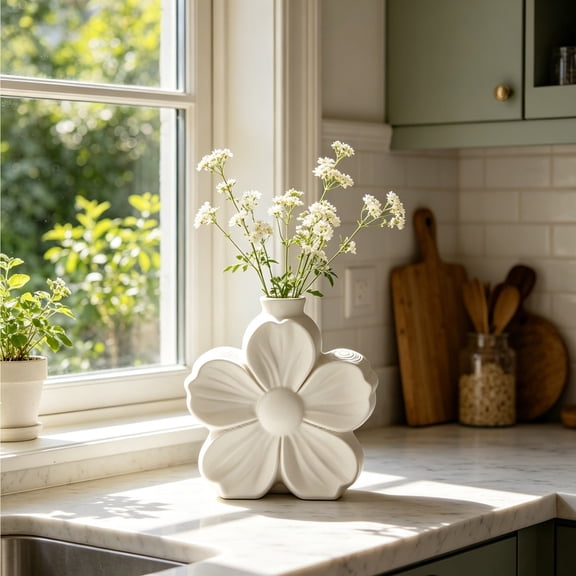 Bestselling Floral Vase, Nordic Style 3D Printed Flower Holder, Small Desktop Bud Vase, Irregular Geometric Glass Bottle for Shelf, Tabletop, Wedding Centerpiece, Home Accent, White