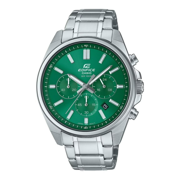 Casio Men's Edifice Stainless Steel Chronograph Green Dial Watch - EFV-650D-3AVCR