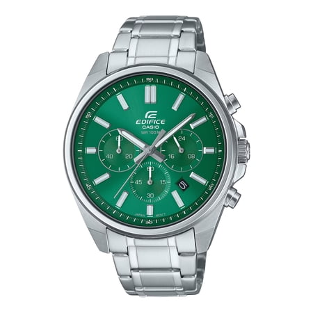 Casio Men's Edifice Stainless Steel Chronograph Green Dial Watch - EFV-650D-3AVCR