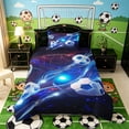 thumbnail image 3 of Meiyoeat Neon Soccer Ball Pattern Twin Duvet Cover for Sports Fans, Futuristic Light Print Twin Bedding, Blue Black,Black Reversible,2pcs,No Comforter, 3 of 6