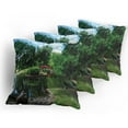 thumbnail image 5 of Ambesonne Nature Throw Pillow Cover 4 Pack, Japanese Garden Lake, 24", Green Blue, 5 of 7