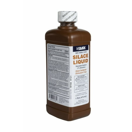 Silace Stool Softener Docusate Sodium 10mg, Liquid Solution, 16 oz, 2-Pack