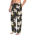 thumbnail image 3 of Kdxio Lilies Flowers Print Men's Sleep Pajama Pant Lounge Pants with Pockets, 3 of 8