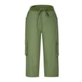 thumbnail image 3 of Mlzmgr Capri Pants for Women Drawstring High Waisted Cargo Pants Stretchy Casual Hiking Capri Pants with Pockets, 3 of 6