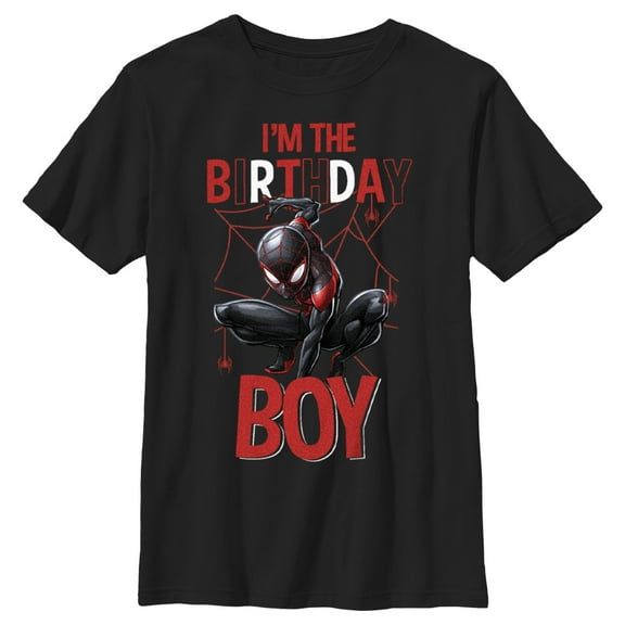Boy's Marvel Miles Birthday Boy Graphic Tee Black Small
