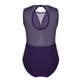 thumbnail image 2 of YONGHS Kids Girls Mesh Splice Ballet Dance Gymnastics Leotard Tops Athletic Bodysuit 3-12 Purple 8-10, 2 of 7