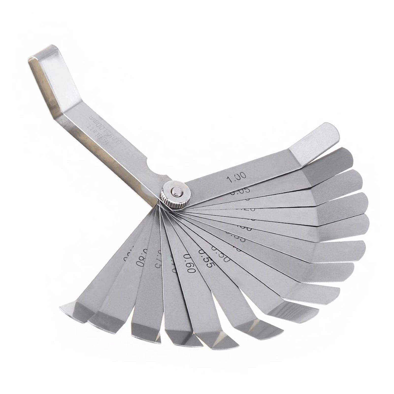 100A16 0.05 - 1mm Thickness Curved Woodworking Measurement Gapped Metric Filler Feeler Gauge With 16pcs Blades ,Easy to Use
