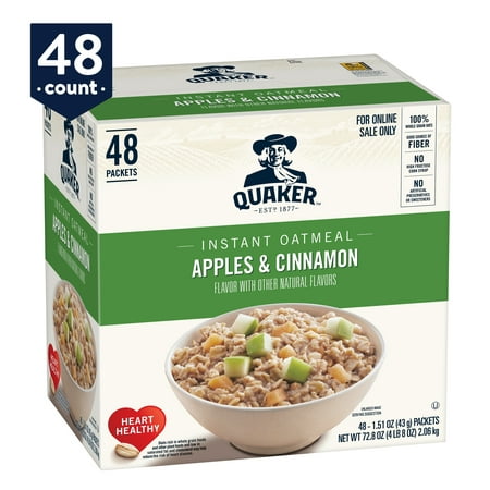 Quaker Instant Oatmeal, Apples & Cinnamon, 48