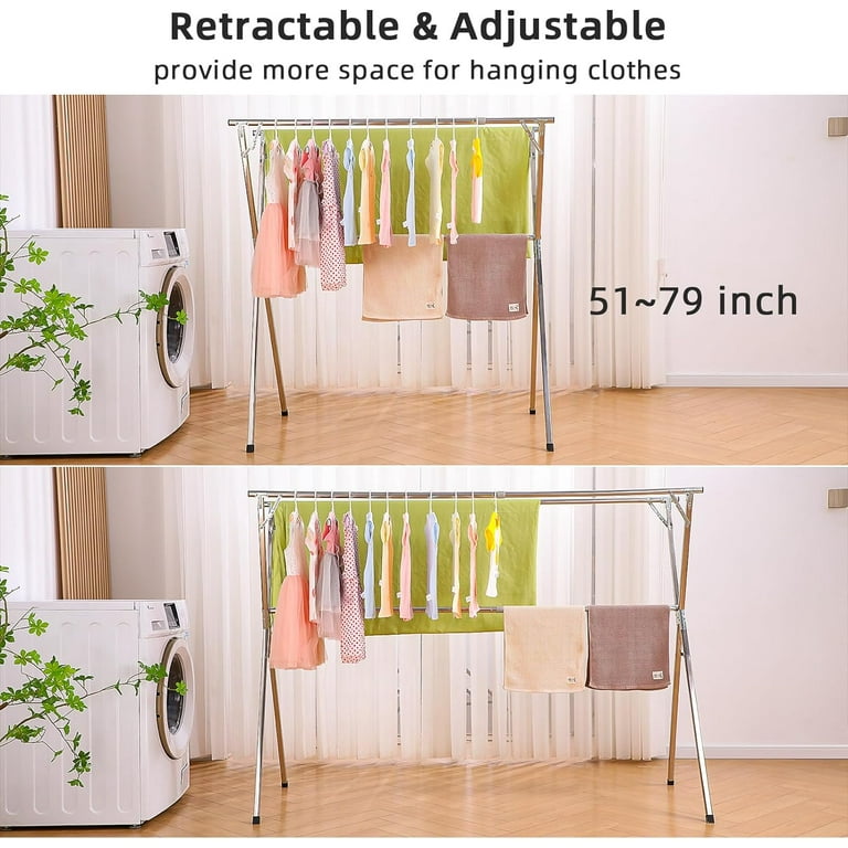 Clothes Drying Rack for Laundry Foldable Free of newest Installation Adjustable Stainle