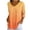 #0014-Orange, variant on Uootdi Womens T Shirts V Neck Cherry Blossom Floral Print 3/4 Sleeve Curved Hem Loose Fit Tops Daily Outing Soft Drape Black Shirts Women