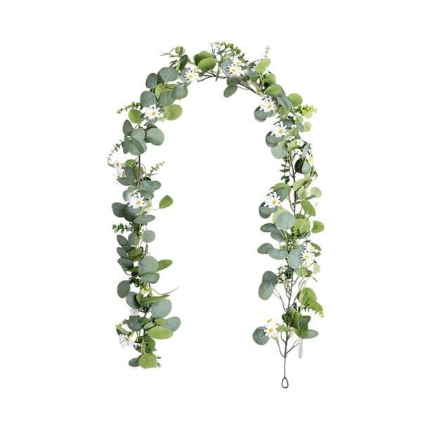 Decoraciones Del Día de San Valentín para la Simulación de Primavera de la Casa Vinas de Eucalipto 70.87In, Flores de Primavera Artificiales en el Interior con Pequeños Margaritos, Decoración Verde