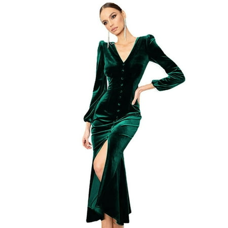 

Yohome Ladies V-neck Shoulder Pad Long Sleeve Dress Autumn Women s Intellectual