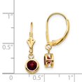 thumbnail image 5 of 14K Yellow Gold 5mm Garnet Leverback Dangle Earrings, 5 of 5