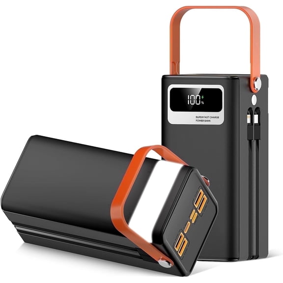 Gijjgole Portable Charger 60000 mAh 120W Super Fast Charger Outdoor Camping Live Power Bank, Power Station LED Display External Battery Pack, Compatible with All Smartphones