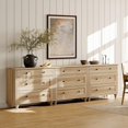 thumbnail image 4 of 100 inch TV Stand with 9 Drawers, Wood TV Cabinet Entertainment Center for 75/80/85/90 Inch TVs, 3-in-1 Kids Dresser with 3 Drawers for Living Room or Bedroom, Oak, 4 of 7