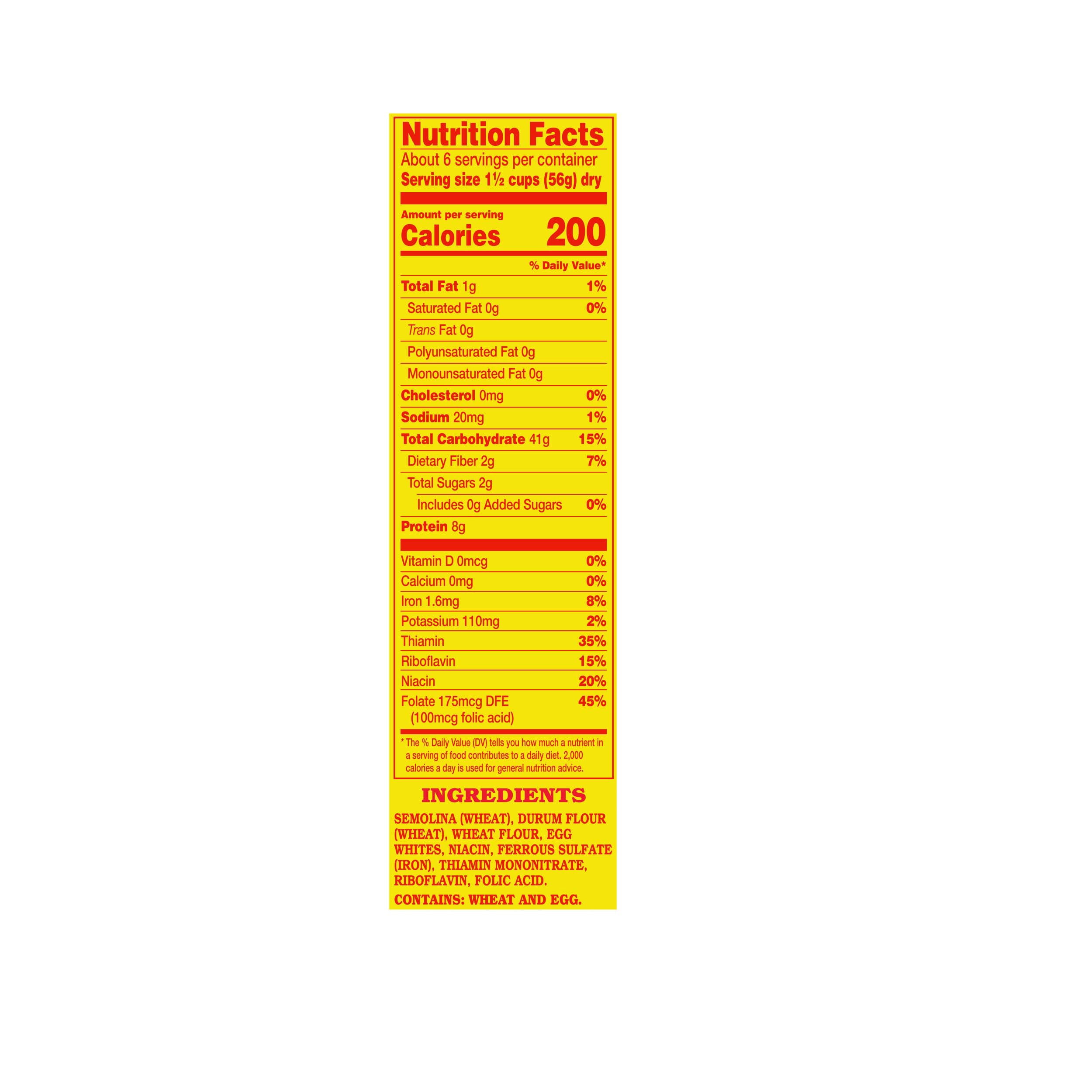 (6 pack) No Yolks Enriched Egg White Pasta Broad, 12.0 OZ