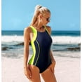 thumbnail image 3 of Women's Side Splicing Athletic Swimwear Crossback One Piece Competitive Bathing Suit, 3 of 6