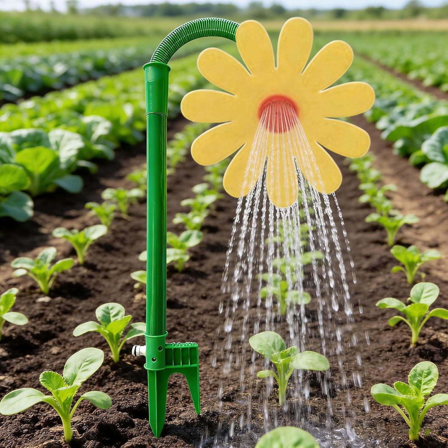 Dancing Flower Sprinkler 360° Rotating Lawn Sprinkler Toy for Kids, Yard Watering Summer Outdoor Fun for Dogs and Garden Decoration, Yellow