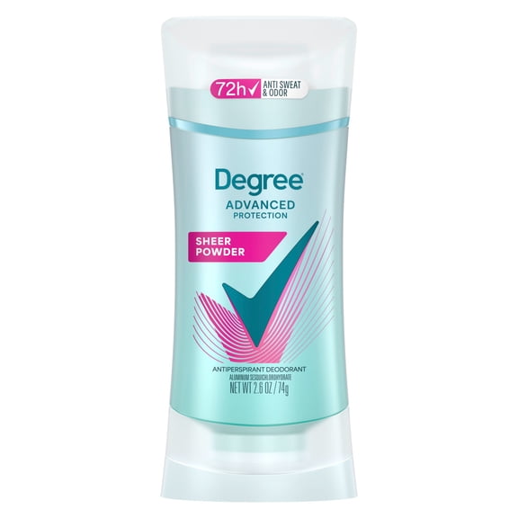 Degree Advanced Protection Antiperspirant Deodorant For 72-Hour Sweat & Odor Control For Women, Sheer Powder With Body Heat Activated Technology, 2.6 oz