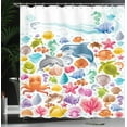 thumbnail image 4 of Ambesonne Cartoon Shower Curtain, Ocean Fauna Design, 69"Wx70"L, Multicolor, 4 of 5