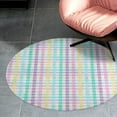 thumbnail image 4 of Rainbow Plaid Round Carpet Circle Rug Outdoor Patio Area Rug Washable Large Area Rugs Hallway Room Decor Fitness Mats, 4 of 8