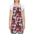 thumbnail image 2 of Naloa 1Pack Adjustable Bib Apron Waterdrop Resistant Cooking Kitchen Aprons for Women Men Chef, Rose Flowers Print, 2 of 5