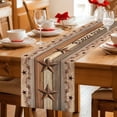 thumbnail image 5 of Western Texas Star Retro Table Runner - 60 Inch Long Vintage Farmhouse Berry Brown Wood Cotton and Linen Blended Dress Scarves Farmhouse Table Runner for Kitchen Dining, Coffee Table, 13" x 60", 5 of 8