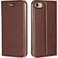 thumbnail image 2 of Genuine Leather Case Slim Folio Cover with Credit Card Slots,Kickstand Feature Stand Holder,Magnetic Closure [TPU Shockproof Interior Protective Case] for Apple iPhone 7/8,iPhone SE 2020,Brown, 2 of 7