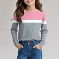 thumbnail image 6 of Tao Tao Kids Girls Casual Long Sleeve T Shirts Kids Loose Soft Striped Color Block Tunic Tops, Tees Blouses Children's Pullover Base Shirt Pink 1 7 Years, 6 of 7