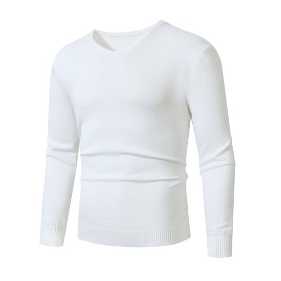 zbxnLI Men's V Neck Sweater Long Sleeve Casual Knit Slim Basic Sweaters Pullover Tops Fall Winter