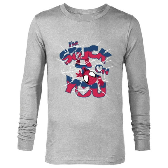 Marvel Spider-Man I'm Stuck on You Valentine's Day - Long Sleeve T-Shirt for Men - Customized-Athletic Heather