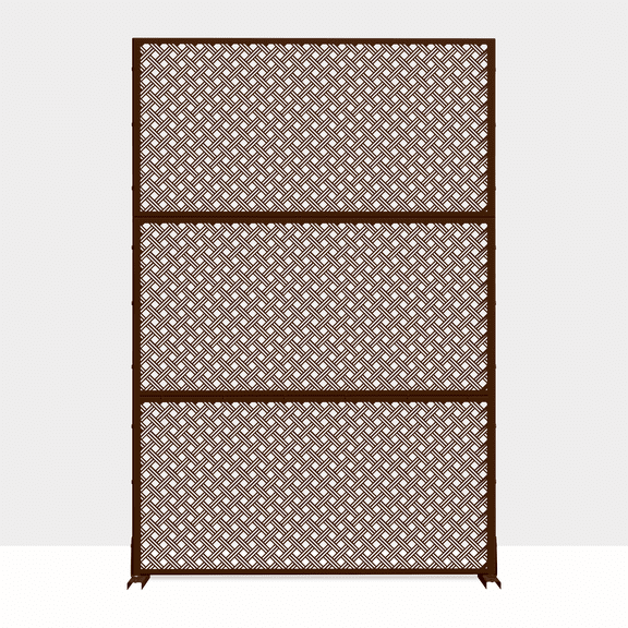 MAYEERTY 72"x47"x16" Outdoor Privacy Screen with Stand Metal Balcony Decorative Screen,Brown