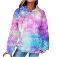 thumbnail image 2 of Zedker Fashion Tie-Dyed Adjustable Hood Cord Casual Hooded Sweatshirts for Women,Comfy Loose Long Sleeve Fall Tops with Kangaroo Pocket,Multicolor,L, 2 of 5