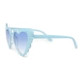 thumbnail image 3 of Womens Lace Petal Rim Heart Shape Cat Eye Plastic Sunglasses All Blue, 3 of 4