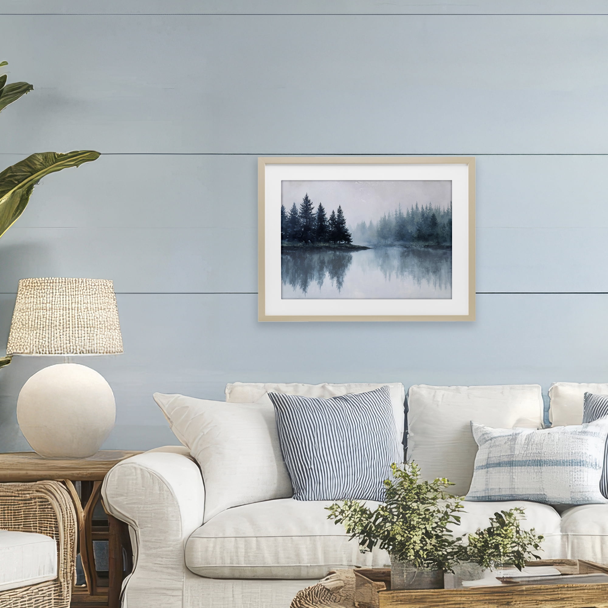Stupell Industries Indigo Tree Reflections Birch Framed Print Under Glass, design by Jacky Ngan