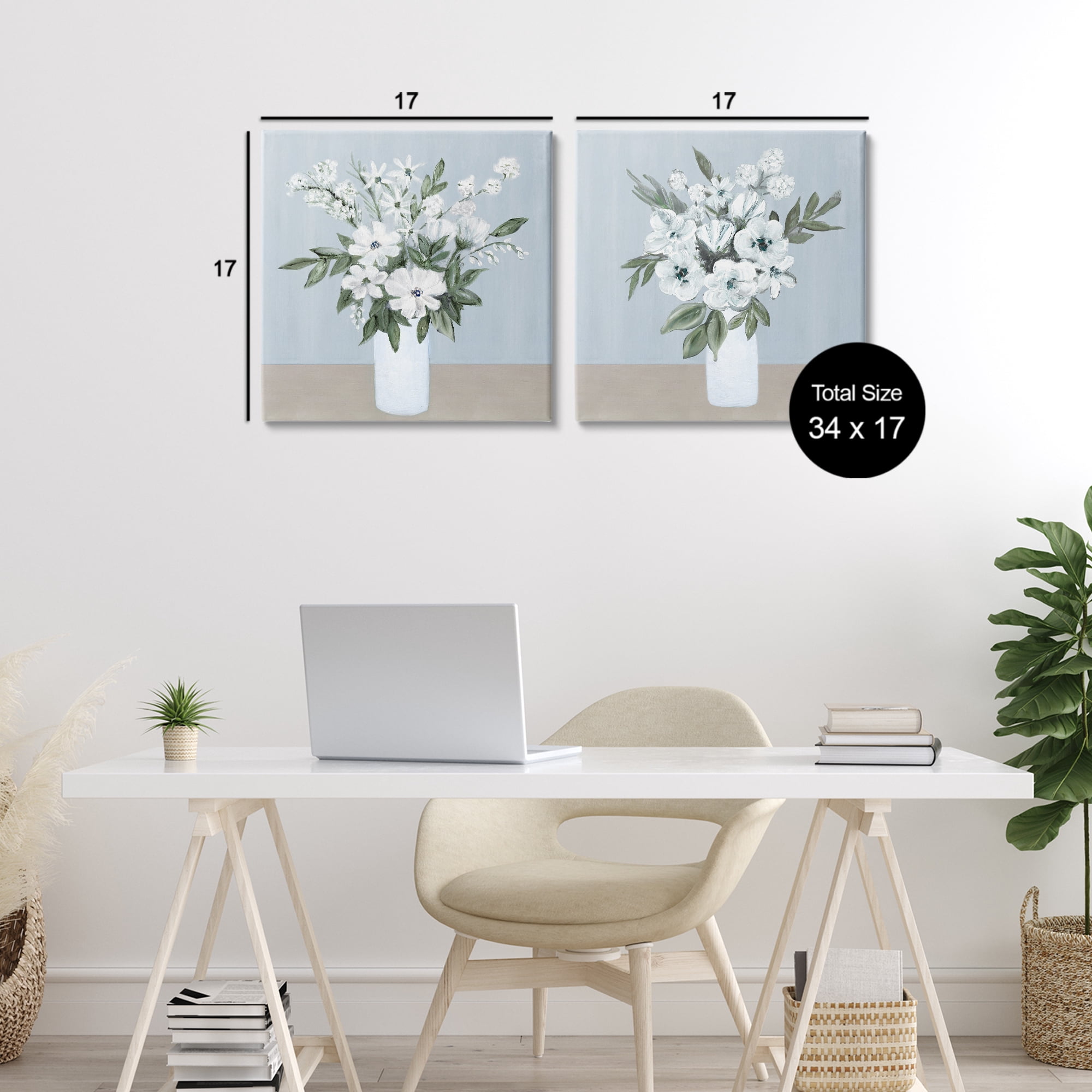Stupell Industries Mixed White Blossoms 2 Piece Canvas Wall Art Set, design by Marilyn Dunlap