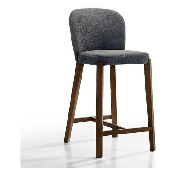 Pemberly Row 26" Solid Wood and Fabric Counter Stool in Gray