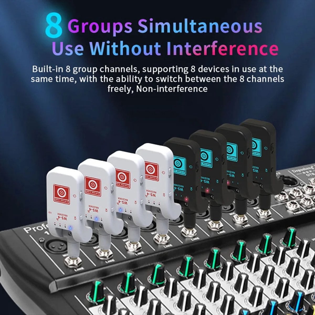 2.4G Wireless Guitar System Rechargeable Guitar Transmitter Receiver 48K/16bit Real-Time Transmission Rotatable Plug,B
