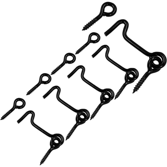 2 Inch Cabin Hook and Eye Latch Lock Black Gate Door Swivel Window Door Hook Carbon Steel Latch Hook Privacy Lock for Sliding Door Barn Door with