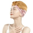 thumbnail image 2 of 3pcs Turban de doble capa Satin Sleep Elástico Noche de cabeza para mujeres (rosa, caqui y rosa, rosado y naranja), 2 of 6