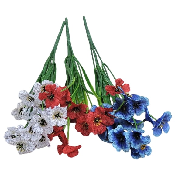 Artificial Flower Independence Day Commemorative Fake Flower, Dienrx Red, White, Blue Fake Silk Flower, Independence Day Patriotic Memorial Flower Home Decoration Memorial Day Cemetery Flowers