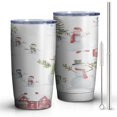 thumbnail image 2 of 20oz Tumblers White Christmas Snowman Pattern Stainless Steel Vacuum Insulated Double Wall Travel Tumbler Cups Mug with Lid and Straw,Cleaning Brush for Cold & Hot Drinks, 2 of 7