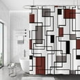 thumbnail image 3 of Geometric Shower Curtain, Burgundy Grey Black Modern Abstract Minimalist Aesthetics Bathroom Curtains Bathtub Decor Waterproof Machine Washable Fabric with 12 Hooks, 3 of 6