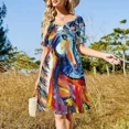 thumbnail image 4 of Vestido azul de manga corta Dodger Blue Crew, vestido de noche, ropa de verano para mujer, novedades., 4 of 7