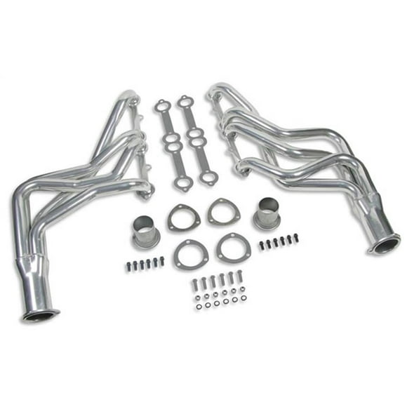 Flow Tech Tête d'Échappement 31100FLT pour Moteurs Chevy de 283-400 Pouces Cubes; Sortie de Châssis; Tubes Primaires de 1-5/8 Pouce de Diamètre; Collecteurs de 3 Pouces de Diamètre; Acier Argenté Enduit de Céramique