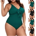 thumbnail image 1 of 2 Pack ylioge One Piece Tankini Swimsuits for Women Plus Size Drawstring Solid Breathable Swimming Bathing Suits L-5XL, 1 of 8