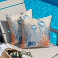 thumbnail image 2 of Throw Pillow Covers, Coastal Jellyfish 16x16 Pillow Covers for Couch/Sofa/Bed, Nautical Ocean Orange Blue Coral Leaves Decorative Square Linen Cushion Pillowcase for Home Decor, 2 of 9