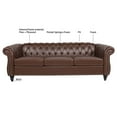 thumbnail image 6 of Chesterfield Sofa Couch, PU Tufted 3 Seater Sofa with Thick Cushion and Nailhead Trim, Mid-Century Rolled Arm Accent Sofa for Living Room, Bedroom, Office, Apartment, Small Space, Dark Brown, 6 of 7